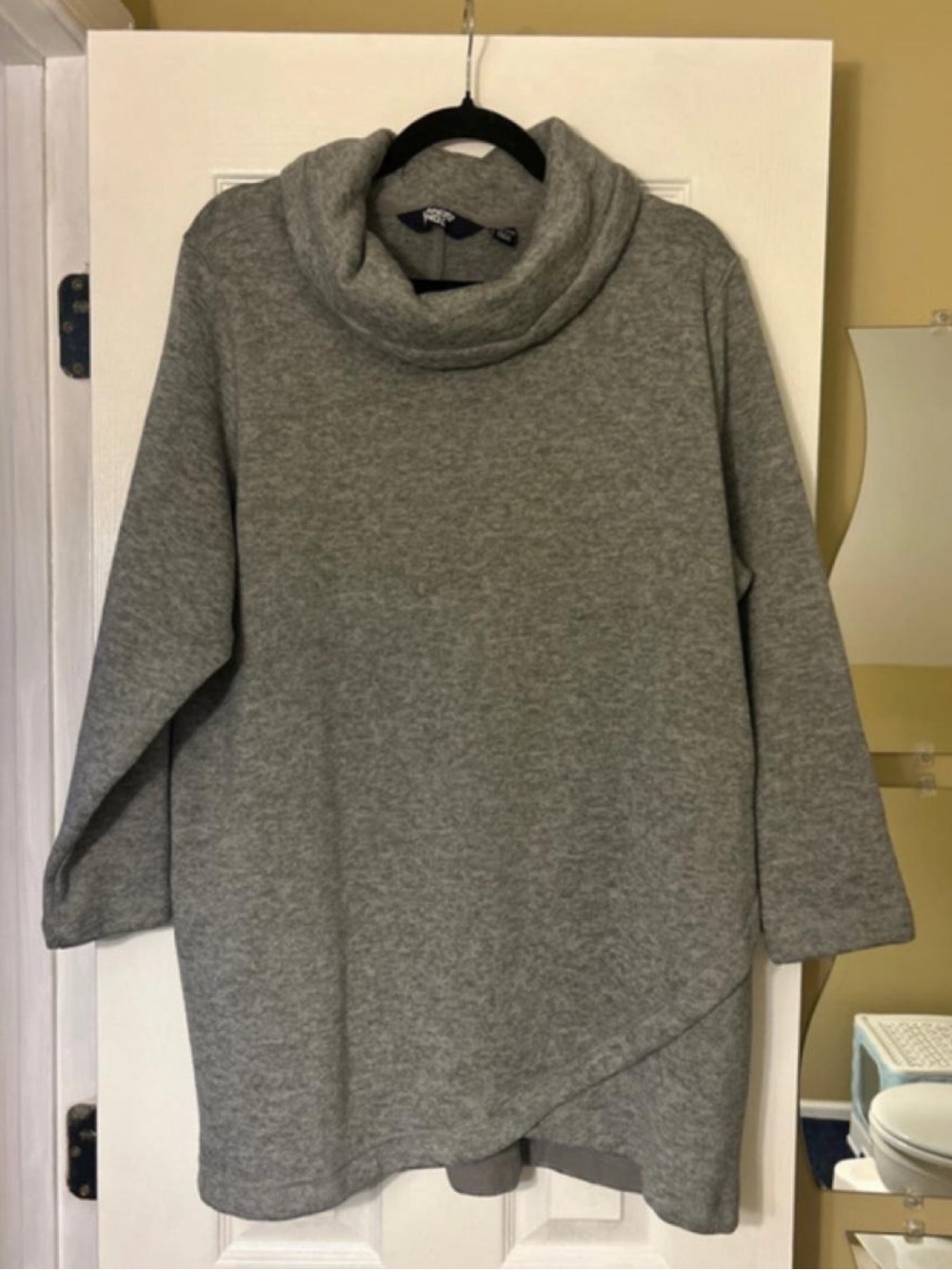 Lands End Heather Gray Cowl Neck Tunic Sweater